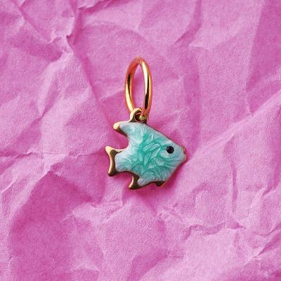 Fisch Türkis, vergoldet mit 24K Feingold, Amulett XS